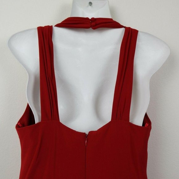 Jessica Howard Womens Dress V Neck Halter Bow Red - Picture 9 of 10